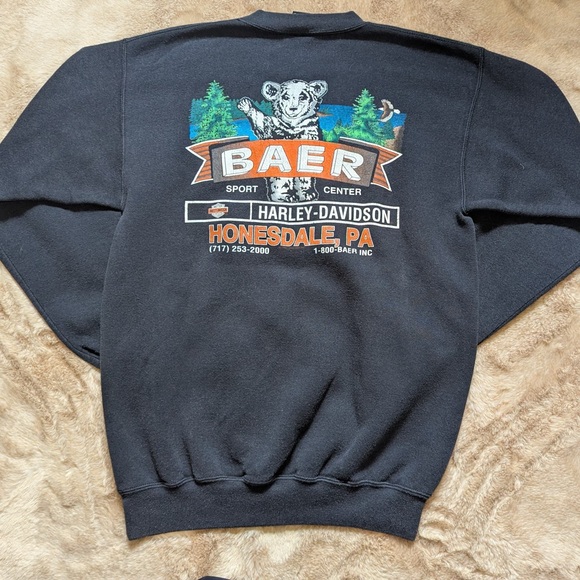 Vintage Harley-Davidson Sweatshirt – Black on Black Logo – Made in USA – Size M - Picture 2 of 4